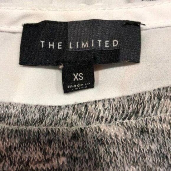 The Limited Mixed Media Sweater, Gray Ivory Scoop Neck Women's Size XS - Picture 6 of 8